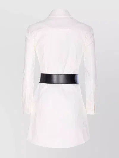 Balenciaga Longline Dress Belted At The Waist In White