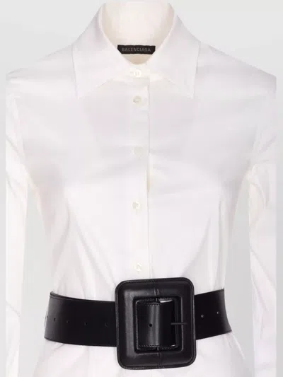 Balenciaga Longline Dress Belted At The Waist In White