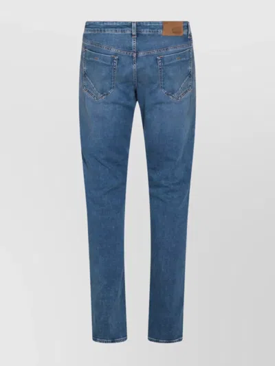 Incotex Straight Leg Five-pocket Trousers With Belt Loops In Blue