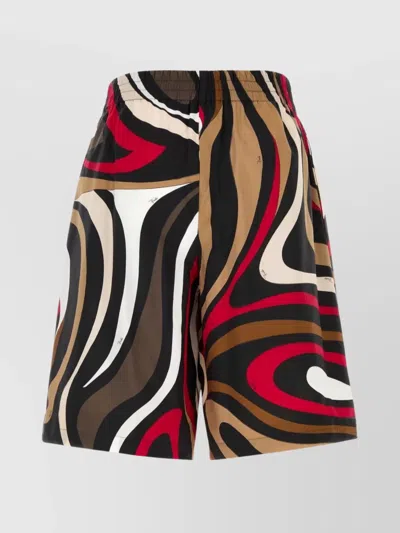 Pucci Knee Length Bermuda Shorts With Bold Print In Black
