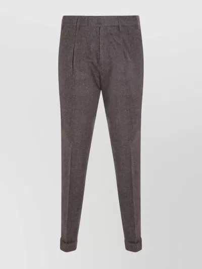 Pt Torino Relaxed Trousers With Pleated Front And Cuffs In Gray