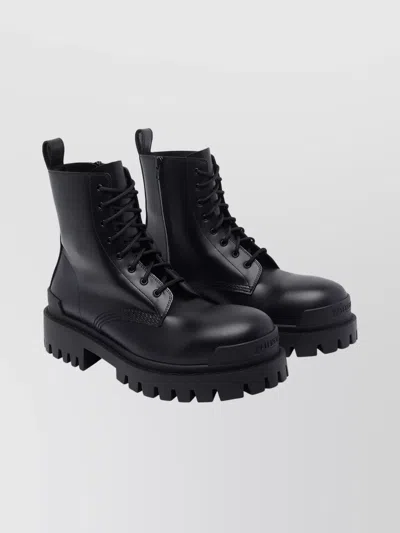 Balenciaga Leather Boots With Maxi Rubber Sole In Black