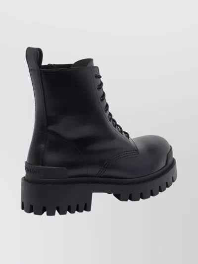 Balenciaga Leather Boots With Maxi Rubber Sole In Black