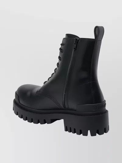 Balenciaga Leather Boots With Maxi Rubber Sole In Black