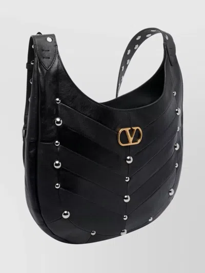Valentino Garavani Small Hoboho Chevron Quilted Shoulder Bag With Studs In Black