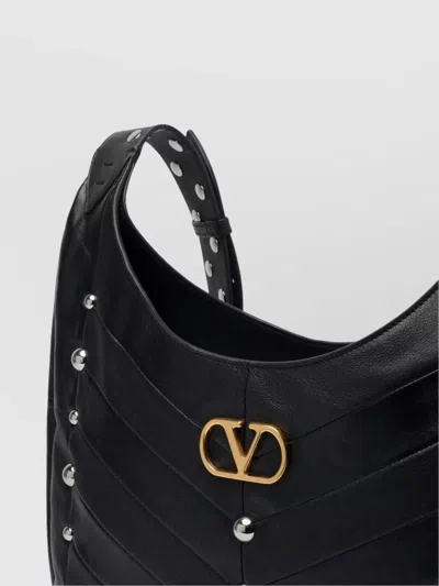 Valentino Garavani Small Hoboho Chevron Quilted Shoulder Bag With Studs In Black