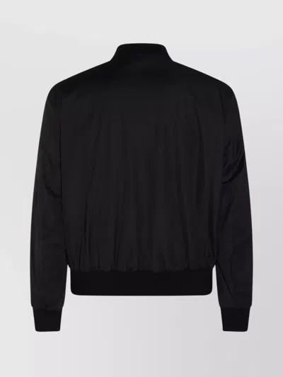 Giorgio Armani High Collar Jacket With Ribbed Cuffs And Pockets In Brown