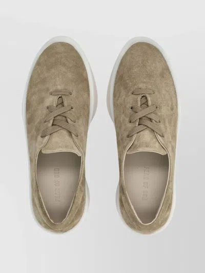 Fear Of God Low-top Round Toe Suede Sneakers With Rubber Sole In Multi