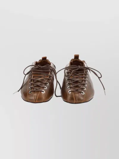 Ganni Lace-up Shoes Featuring Elasticated Trim In Brown