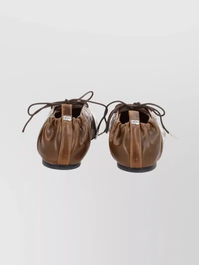 Ganni Lace-up Shoes Featuring Elasticated Trim In Brown