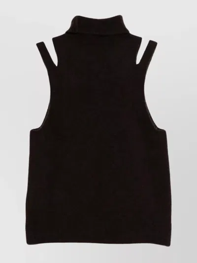 Roberto Collina Cashmere And Silk Turtleneck Sleeveless Top Clothing In Black