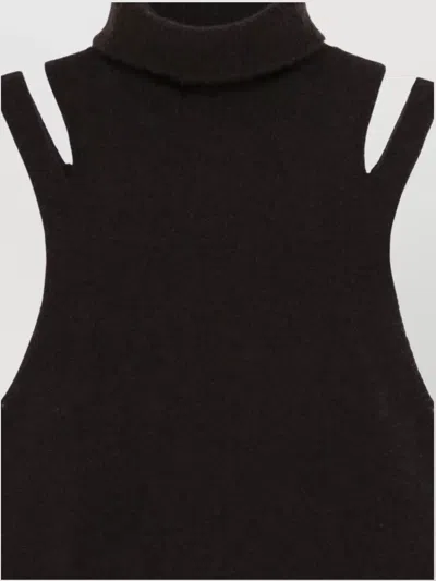 Roberto Collina Cashmere And Silk Turtleneck Sleeveless Top Clothing In Black