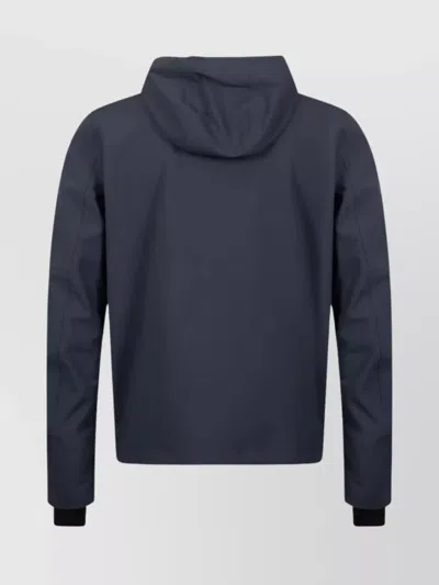 K-way Hooded Jacket With Long Sleeves And Elastic Cuffs In Blue