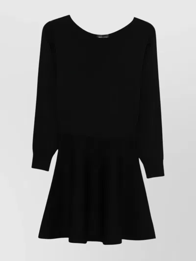 Roberto Collina Long-sleeved Wool Flared Dress Clothing In Black