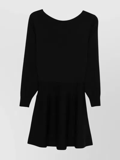 Roberto Collina Long-sleeved Wool Flared Dress Clothing In Black