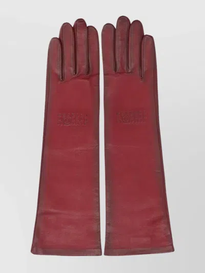 Mm6 Maison Margiela Long Smooth Texture Gloves For Style In Red