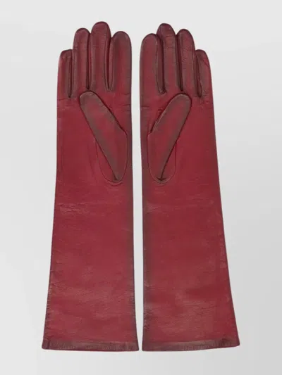 Mm6 Maison Margiela Long Smooth Texture Gloves For Style In Red