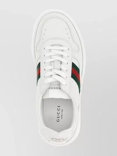 Gucci Women White Sneakers With Web Detail And Oversized Sole In Leather Woman