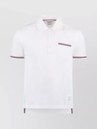 Thom Browne Cotton Polo Shirt Short Sleeves In White