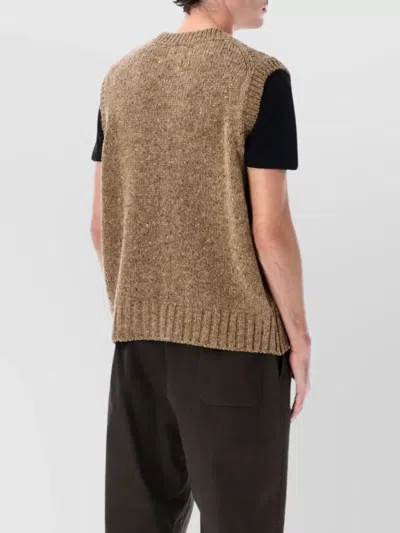 Howlin' Sleeveless V Neck Ribbed Knit Vest In Brown