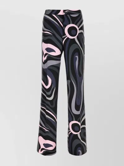 Pucci Abstract Pattern High Waist Wide Leg Trousers In Multi