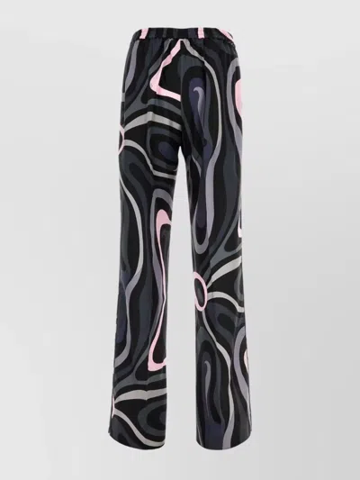 Pucci Abstract Pattern High Waist Wide Leg Trousers In Multi