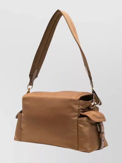 Prada Medium Re-nylon Shoulder Bag Flap In Brown