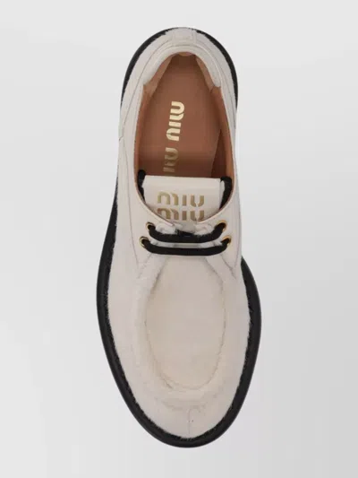 Miu Miu Lace-up Shoes Chunky Sole Design In Neutral