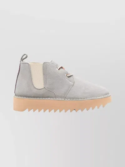 Woolrich Suede Leather Ankle Boots With Pull Tab In Gray