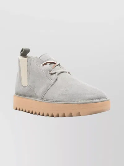 Woolrich Suede Leather Ankle Boots With Pull Tab In Gray