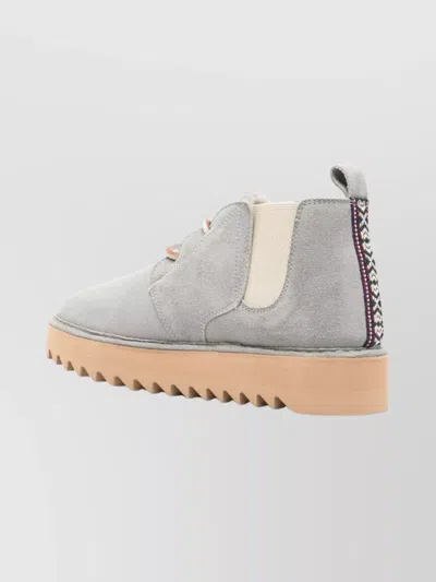 Woolrich Suede Leather Ankle Boots With Pull Tab In Gray