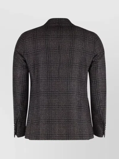 Tagliatore Double-breasted Checked Blazer In Blue