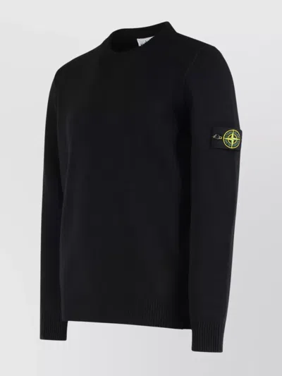 Stone Island Sweater With Round Neck In Mixed Wool In Black