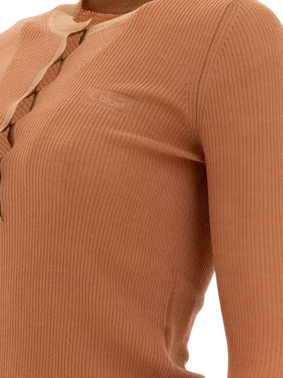 Chloé Wool T-shirt In Brown