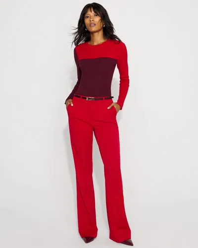 White House Black Market Square Colorblock Pullover Sweater In Red