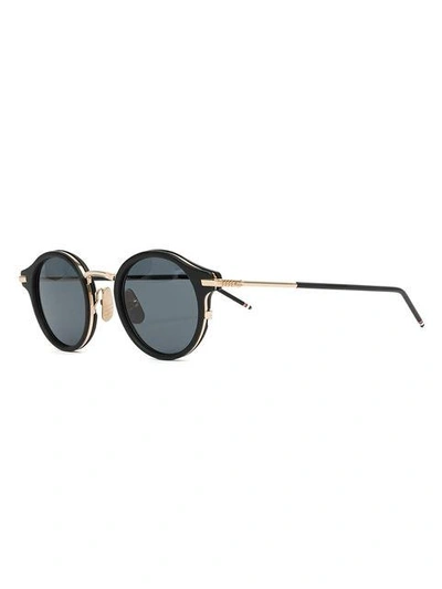 Shop Thom Browne Round Frame Sunglasses In Black