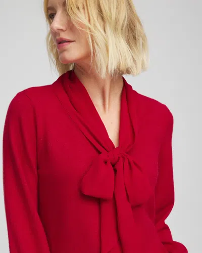 Chico's Ella Bow-detailed Sweater In Carmine Red In Red