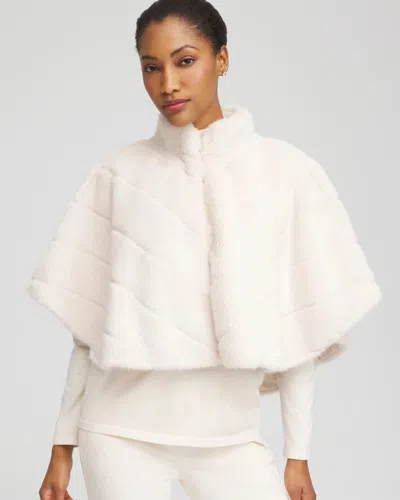 Chico's Faux Fur Funnelneck Capelet In Cream In White