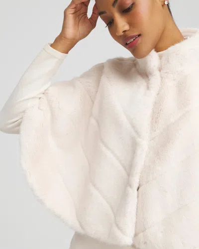 Chico's Faux Fur Funnelneck Capelet In Cream In White