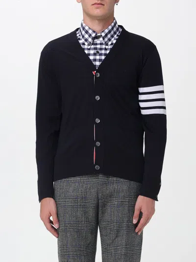 Thom Browne Black Merino Wool 4-bar Classic V-neck Cardigan In Black