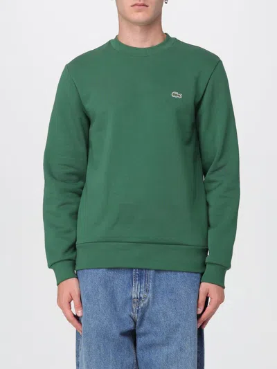 Lacoste Green Brushed Cotton Sweatshirt In Green