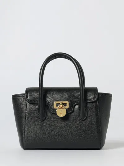 Ralph Lauren Tanner Small Pebbled Leather Satchel In Black