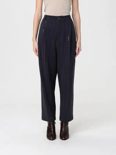 Brunello Cucinelli Striped Embroidered Joggers Pockets In Gray