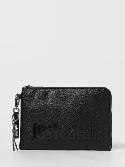 Just Cavalli Logo-plaque Clutch Bag In Black