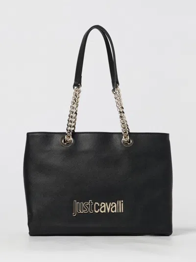 Just Cavalli Chain Logo Tote Bag In Black