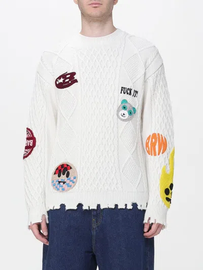 Barrow White Sweater With Embroidered Patches In White