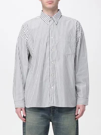 Sunflower Vertical Striped Charcoal Shirt With Classic Collar And Buttoned Cuffs In Neutral