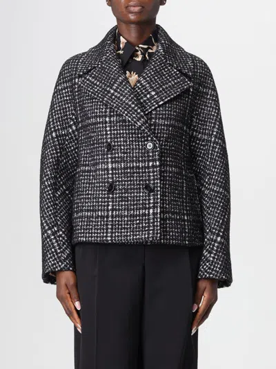 Dolce & Gabbana Short Double-breasted Checked Coat Dolce E Gabbana In Black