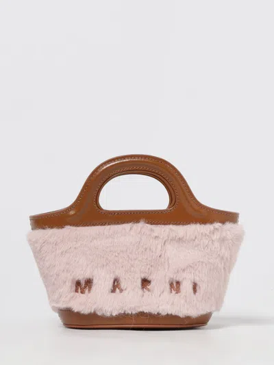 Marni Tropicalia Micro Handbag With Plush Texture In Brown