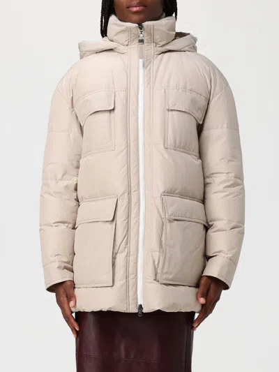 Brunello Cucinelli Hooded Down Jacket In Nylon And Cotton In Gray